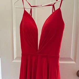 Red padded dress